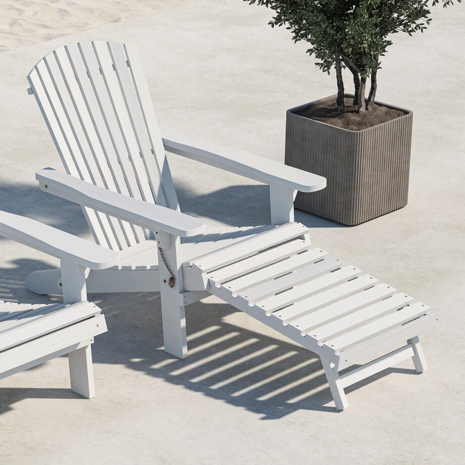 Nohr Inklapbare Loungestoel 'Tomica' Acaciahout, kleur Wit afbeelding 1