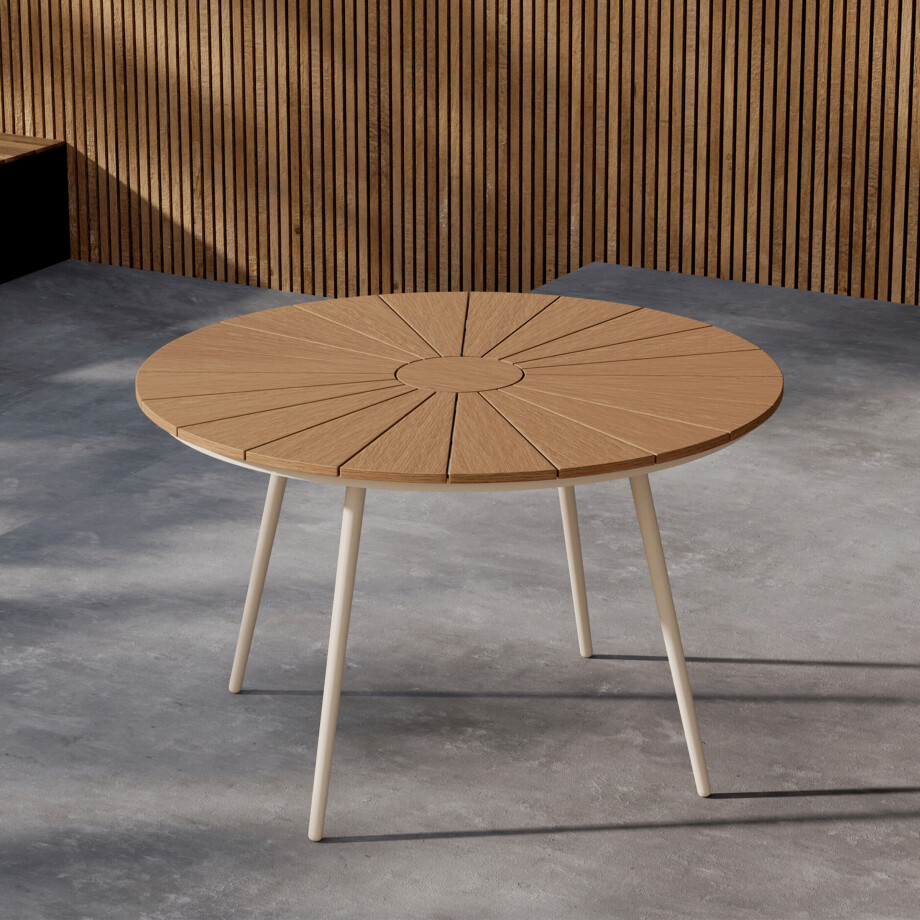 Nohr Ronde Tuintafel 'Perlita' 120cm, kleur Naturel/Beige Nohr Ronde Tuintafel 'Perlita' 120cm, kleur Naturel/Beige afbeelding 1