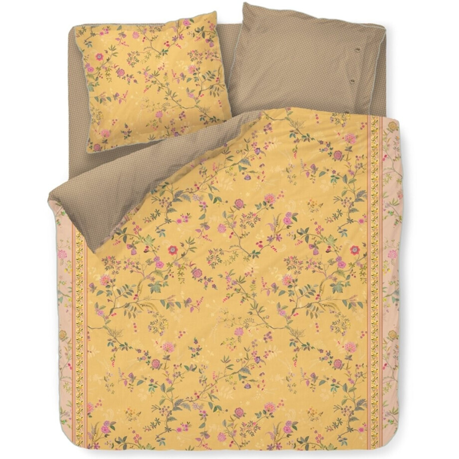 Pip Studio Bodhi Flower dekbedovertrek - Eenpersoons - 140 x 200/220 cm - Geel afbeelding 1
