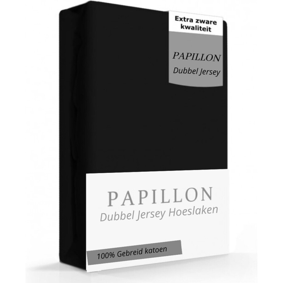 Papillon hoeslaken - dubbel jersey - 90 x 200 - Zwart afbeelding 1