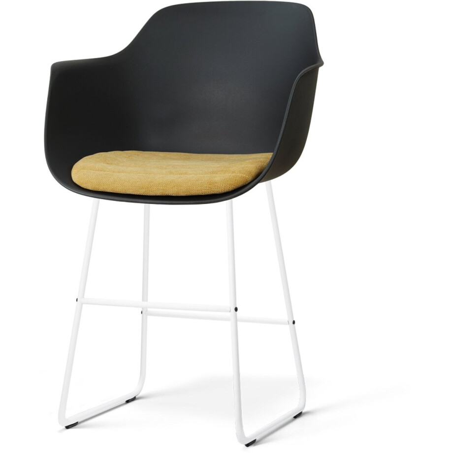 Nolon Nino-Liz barkruk zwart met warm oker Zitkussen - wit onderstel - 65 cm afbeelding 1
