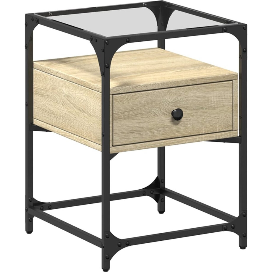 vidaXL - Nachtkastje - 40x40x55 - cm - bewerkt - hout - sonoma - eikenkleurig vidaXL - Nachtkastje - 40x40x55 - cm - bewerkt - hout - sonoma - eikenkleurig afbeelding 1