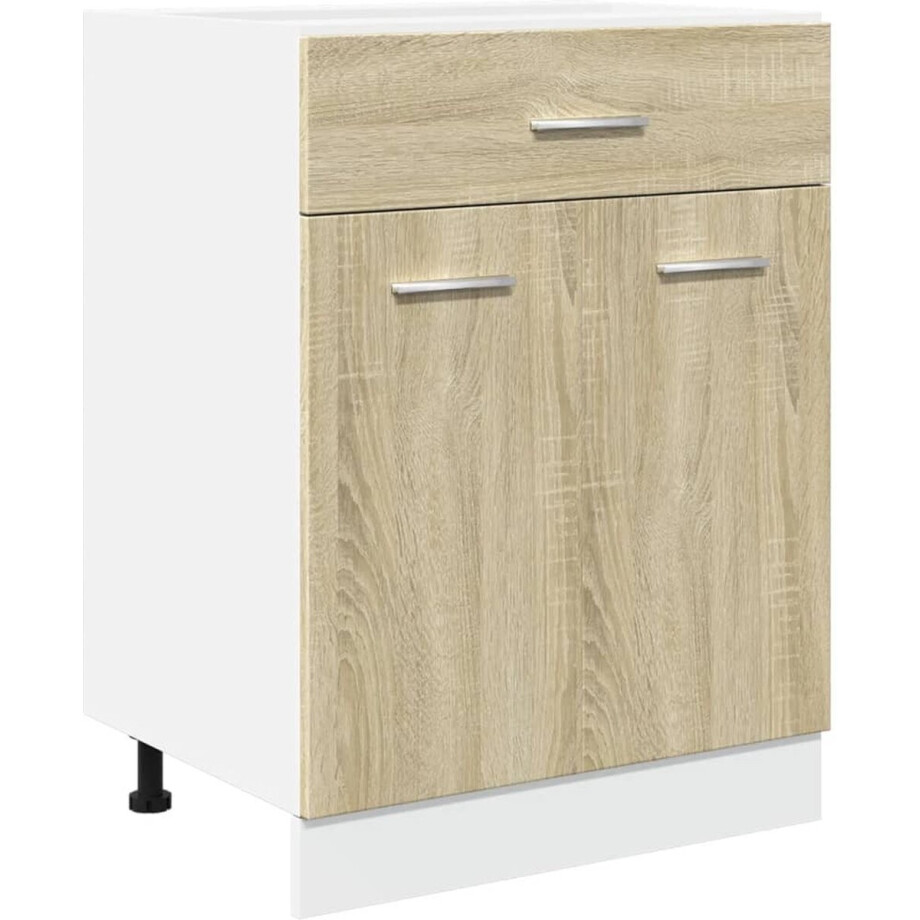 vidaXL - Onderkast - met - lade - Lyon - 60x46x81,5 - cm - bewerkt - hout - sonoma - eikenkleurig afbeelding 1
