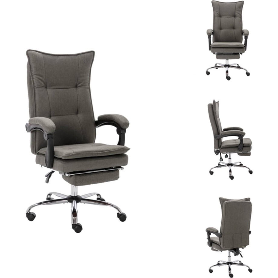 vidaXL Bureaustoel - Bureaustoelen - Computer Stoel - Computer Stoelen - Kantoorstoel stof grijs vidaXL Bureaustoel - Bureaustoelen - Computer Stoel - Computer Stoelen - Kantoorstoel stof grijs afbeelding 1