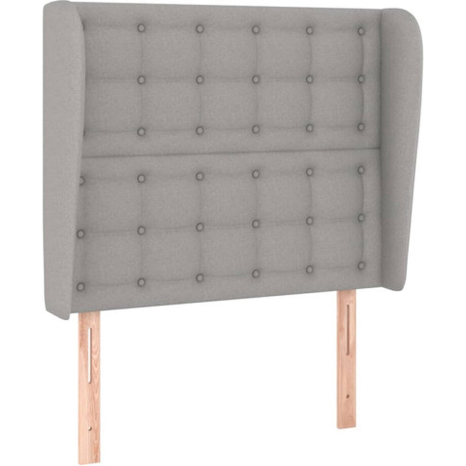 vidaXL - Hoofdbord - met - randen - 103x23x118/128 - cm - stof - lichtgrijs afbeelding 1