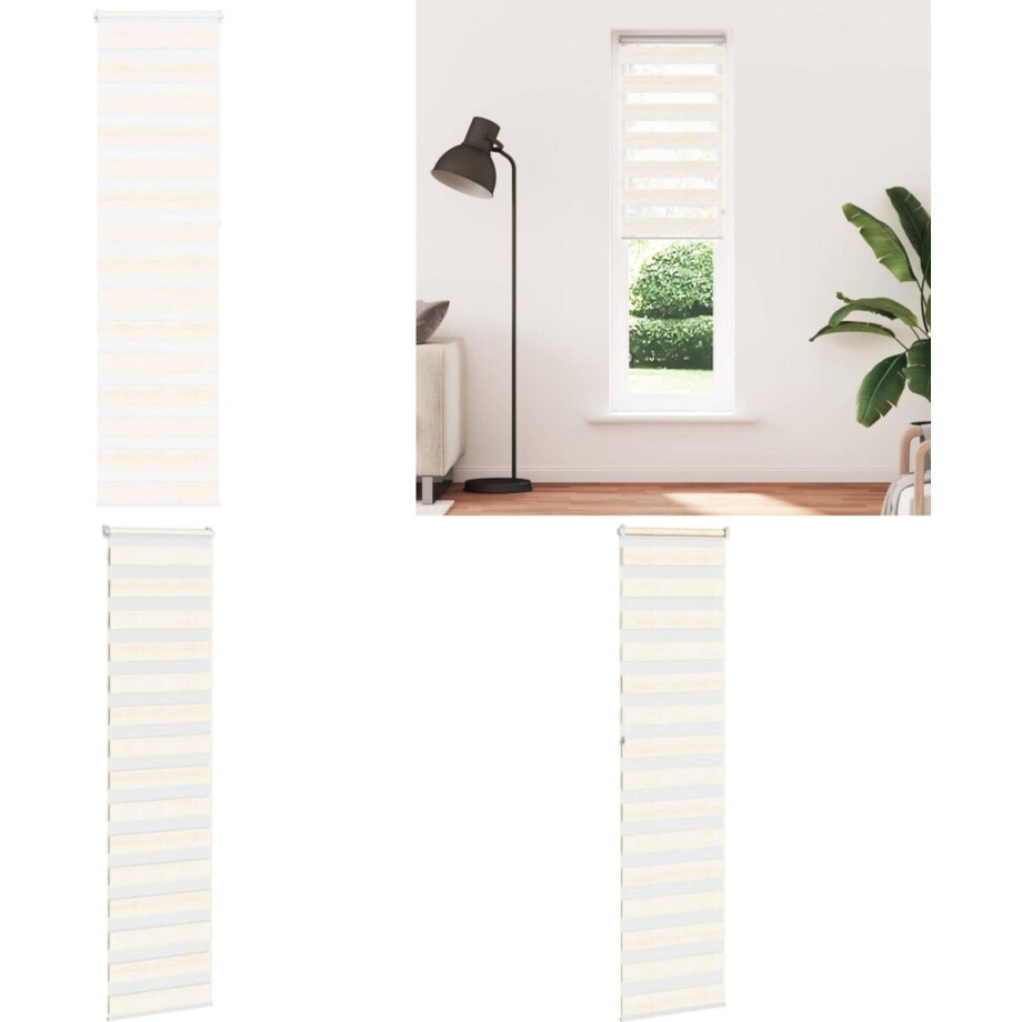 vidaXL Zebra rolgordijn 60x230 cm stofbreedte marmerbeige 55,9 cm - Zebra Jaloezie - Zebra Jaloezieën - Zebra Rolgordijn - Dubbel Rolgordijn afbeelding 1