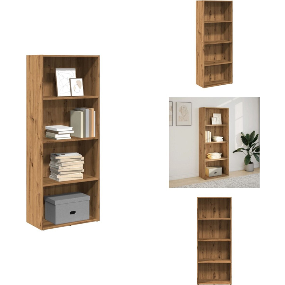 vidaXL Boekenkast - Boekenkasten - Boeken Plank - Schappenkast - Boekenkast 60x30x152 cm bewerkt hout artisanaal eikenkleurig afbeelding 1