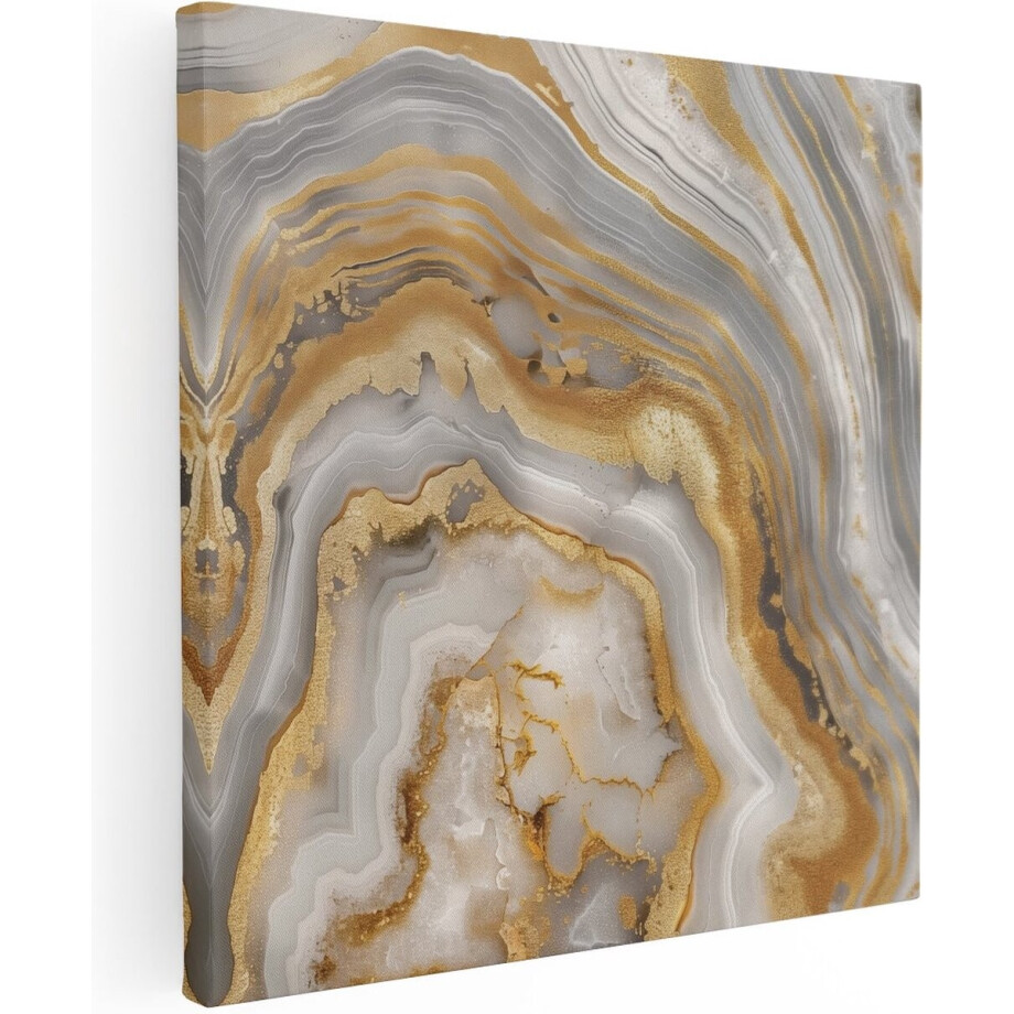Artaza Canvas Schilderij Gouden en Witte Marmeren Achtergrond - 50x50 cm - Wanddecoratie Woonkamer - Schilderijen - Muurdecoratie Artaza Canvas Schilderij Gouden en Witte Marmeren Achtergrond - 50x50 cm - Wanddecoratie Woonkamer - Schilderijen - Muurdecoratie afbeelding 1