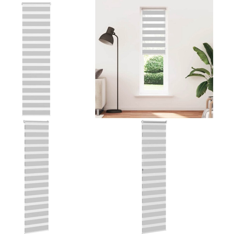 vidaXL Zebra rolgordijn 65x230 cm stofbreedte 60,9 cm lichtgrijs - Zebra Jaloezie - Zebra Jaloezieën - Zebra Rolgordijn - Dubbel Rolgordijn afbeelding 1