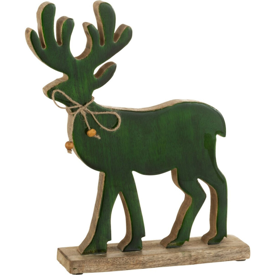 J-Line decoratie Rendier - hout - groen - medium afbeelding 1