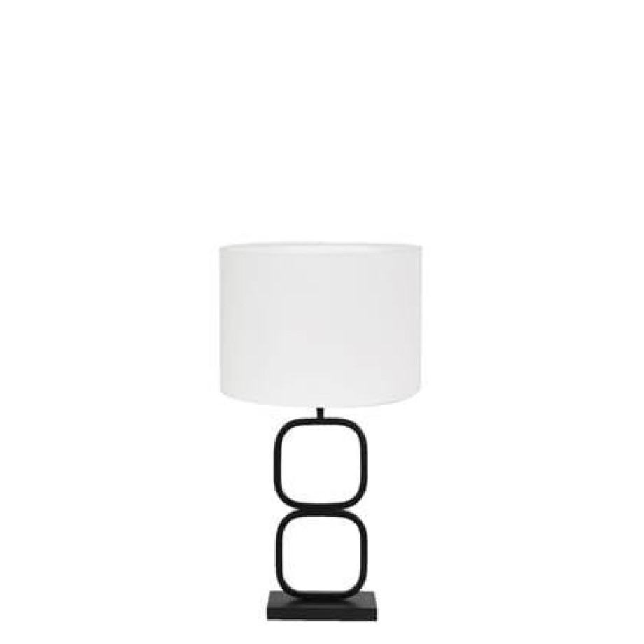 Light & Living Tafellamp Lutika|Polycotton - Zwart|Wit - Ã30x67cm afbeelding 1