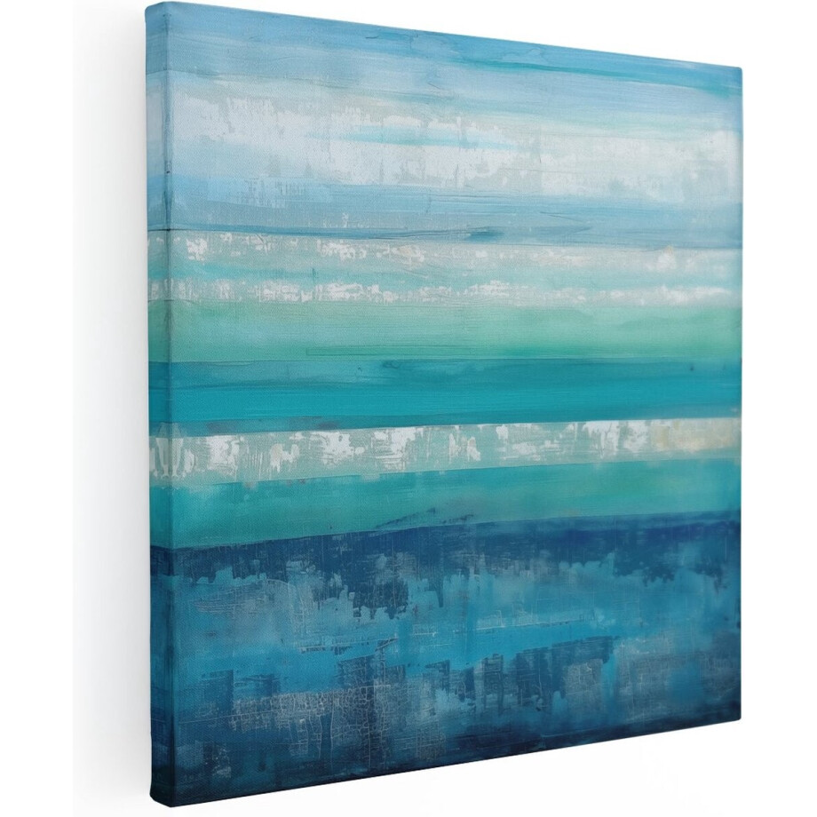 Artaza Canvas Schilderij Abstract Zee - 40x40 cm - Klein - Muurdecoratie Woonkamer - Wanddecoratie Turquoise - Schilderijen Op Canvas Artaza Canvas Schilderij Abstract Zee - 40x40 cm - Klein - Muurdecoratie Woonkamer - Wanddecoratie Turquoise - Schilderijen Op Canvas afbeelding 1