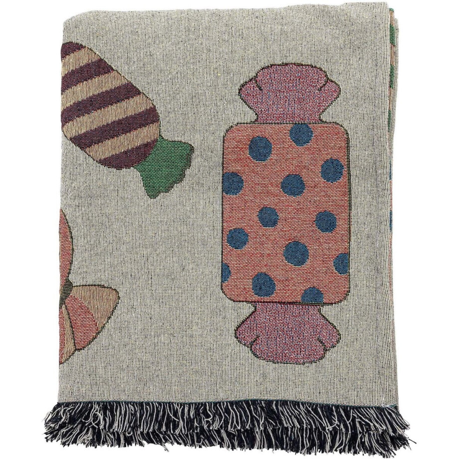 Bloomingville Plaid katoen naturel Caramella 130x150cm afbeelding 1