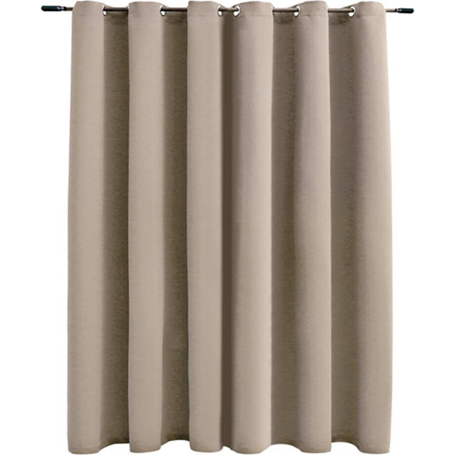 vidaXL - Gordijn - verduisterend - met - metalen - ringen - 290x245 - cm - beige afbeelding 1