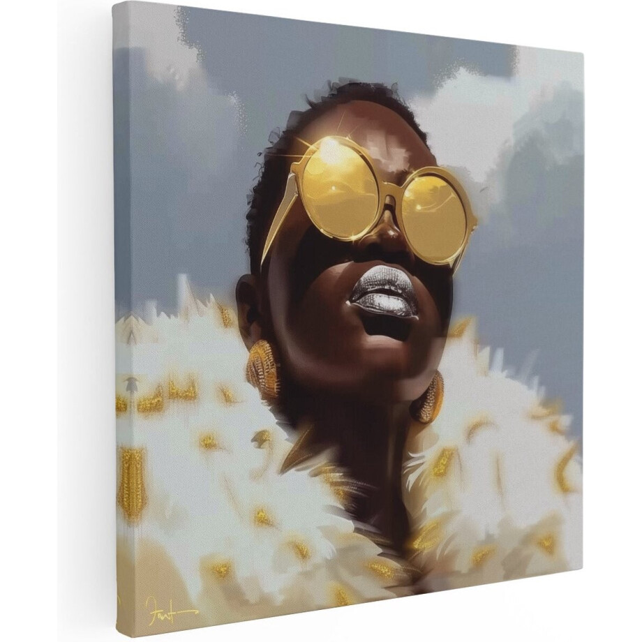 Artaza Canvas Schilderij Vrouw met Gouden Zonnebril en een Bontjas - 40x40 - Klein - Foto Op Canvas - Canvas Print Artaza Canvas Schilderij Vrouw met Gouden Zonnebril en een Bontjas - 40x40 - Klein - Foto Op Canvas - Canvas Print afbeelding 1