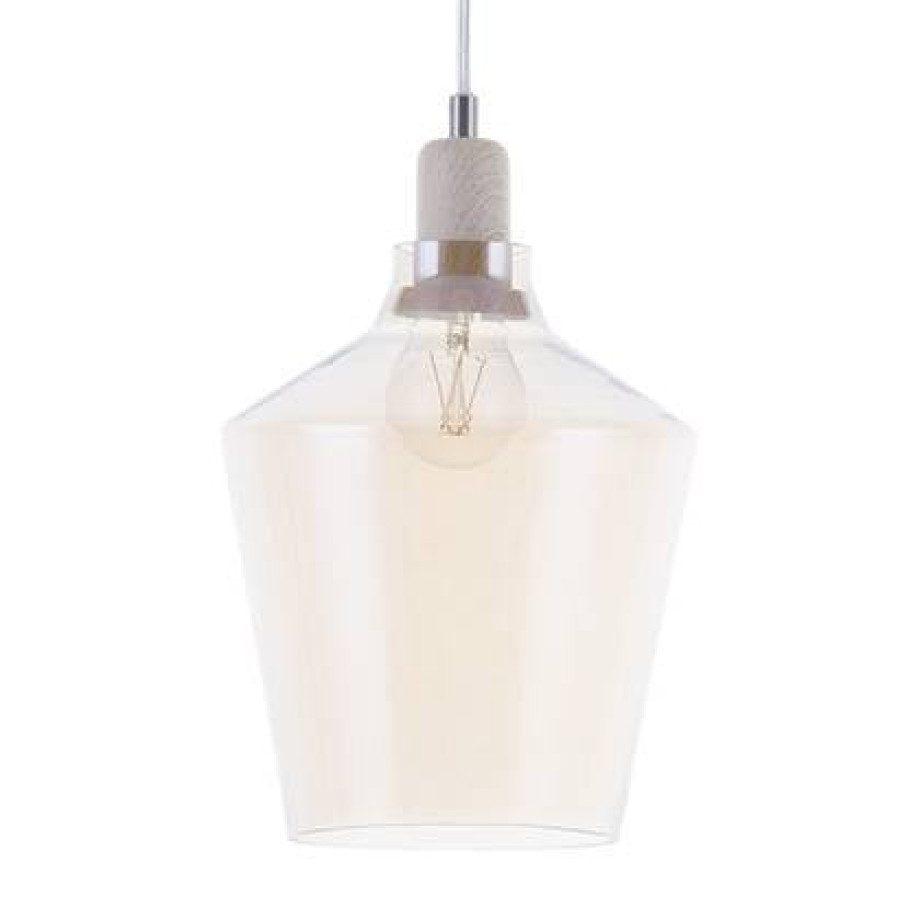 Beliani - SANTON - Hanglamp - Lichte houtkleur - Glas afbeelding 1