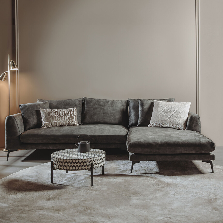 Tower Living 2,5-zits Loungebank 'Nottingham' Velvet, Rechts, kleur Olijfgroen afbeelding 1