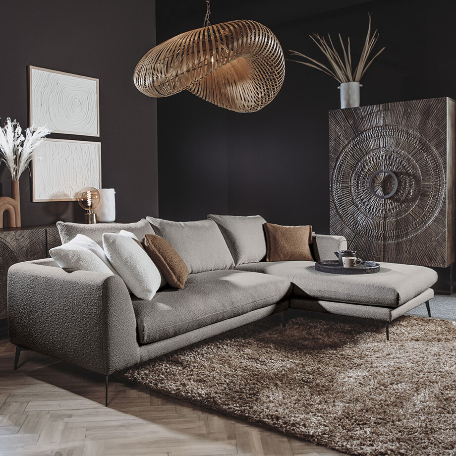 Tower Living 2,5-zits Loungebank 'Nottingham' Bouclé, Rechts, kleur Grijs afbeelding 1