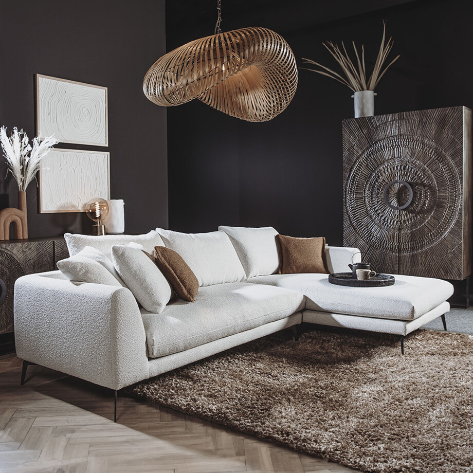 Tower Living 2,5-zits Loungebank 'Nottingham' Bouclé, Rechts, kleur Ivory Tower Living 2,5-zits Loungebank 'Nottingham' Bouclé, Rechts, kleur Ivory afbeelding 1