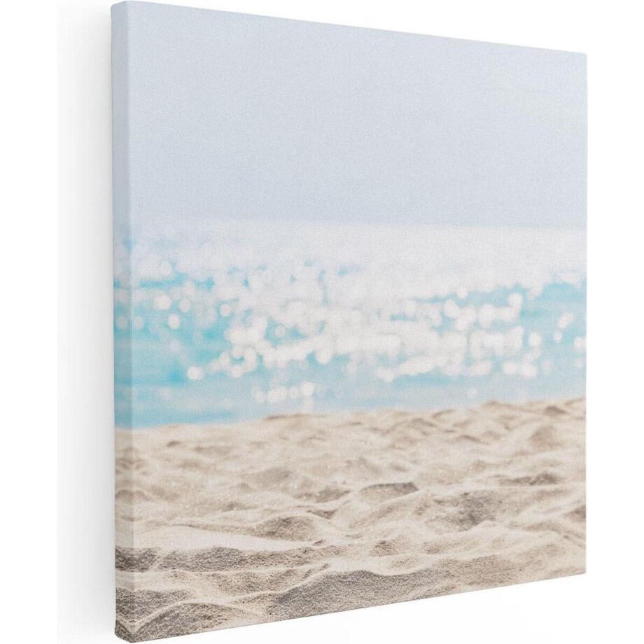 Artaza Canvas Schilderij Helder Witte Strand Met Zee Uitzicht - 70x70 - Foto Op Canvas - Canvas Print afbeelding 1