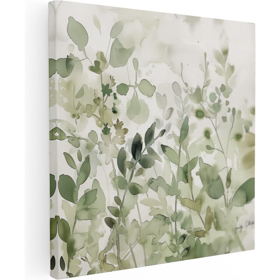 Artaza Canvas Schilderij Groene Bladeren - 90x90 cm - Groot - Wanddecoratie Woonkamer - Schilderijen - Muurdecoratie Artaza Canvas Schilderij Groene Bladeren - 90x90 cm - Groot - Wanddecoratie Woonkamer - Schilderijen - Muurdecoratie afbeelding 1