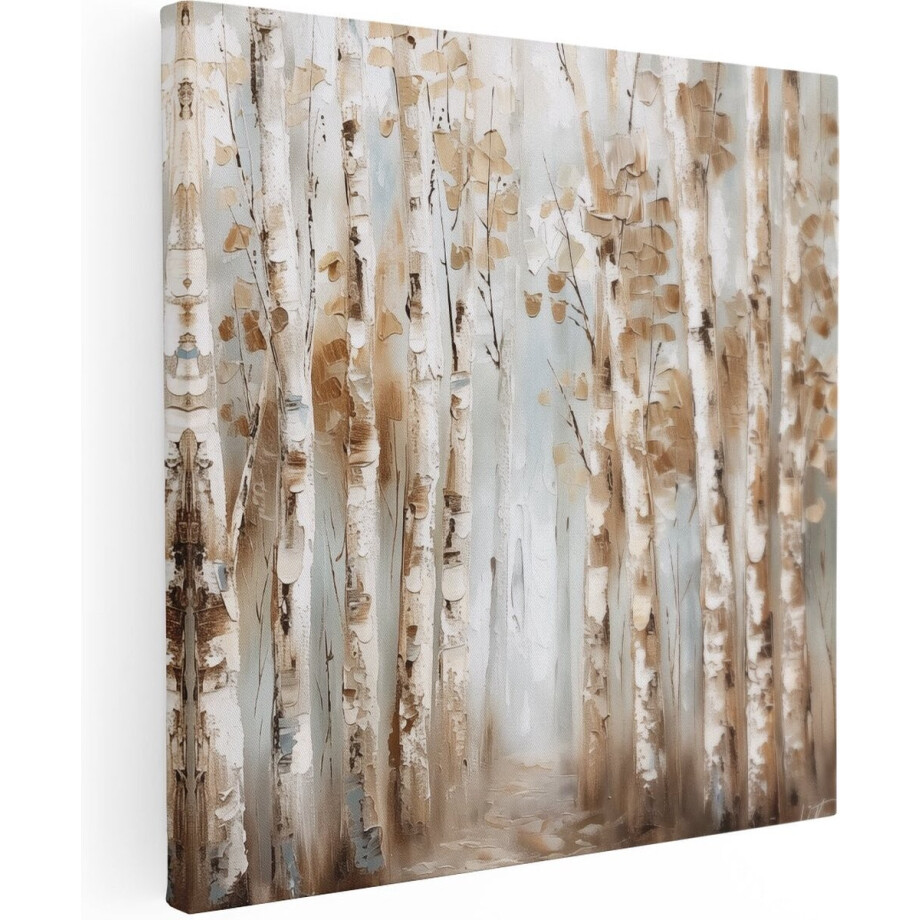 Artaza Canvas Schilderij Bomen Abstract - 30x30 cm - Klein - Wanddecoratie Boom - Muurdecoratie Woonkamer - Kamer Accessoires Bos afbeelding 1