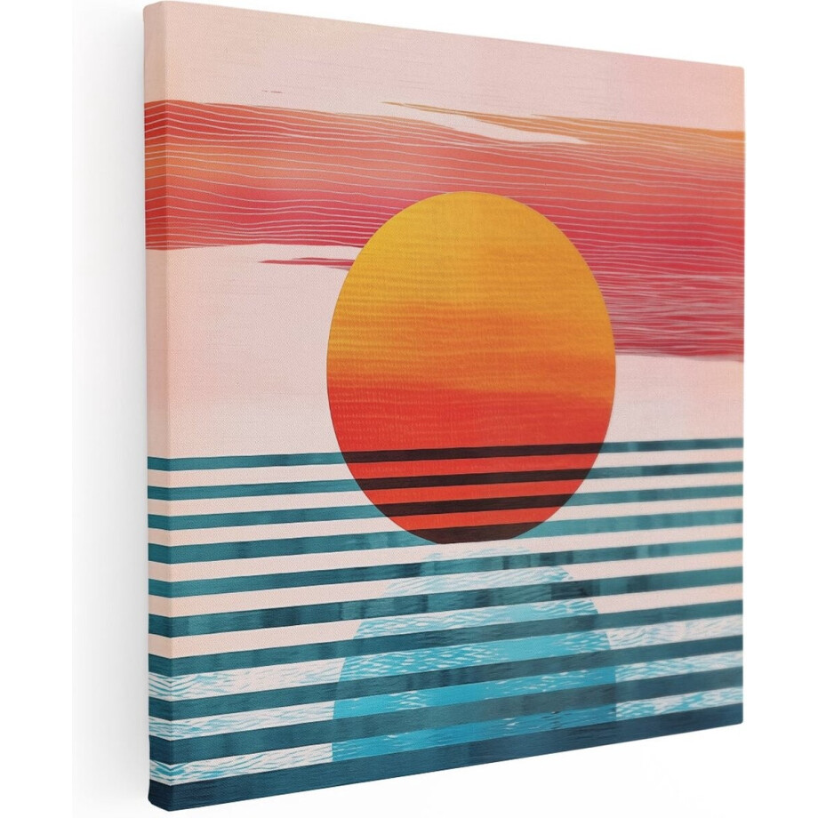 Artaza Canvas Schilderij Retro Zon - 40x40 cm - Klein - Muurdecoratie Abstract - Wanddecoratie Woonkamer - Kamer Accessoires Artaza Canvas Schilderij Retro Zon - 40x40 cm - Klein - Muurdecoratie Abstract - Wanddecoratie Woonkamer - Kamer Accessoires afbeelding 1