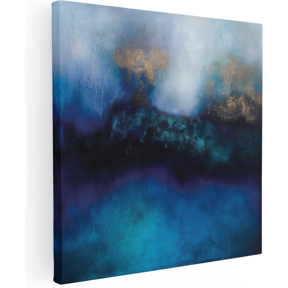 Artaza Canvas Schilderij Abstract Kunstwerk van Blauw en Goud - 50x50 - Wanddecoratie - Foto Op Canvas - Canvas Print Artaza Canvas Schilderij Abstract Kunstwerk van Blauw en Goud - 50x50 - Wanddecoratie - Foto Op Canvas - Canvas Print afbeelding 1