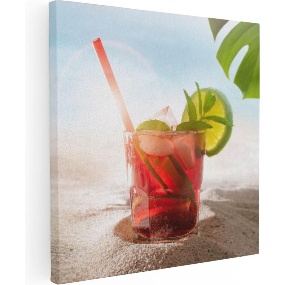 Artaza Canvas Schilderij Cocktail Mix Drankje op het Strand  - 90x90 - Groot - Foto Op Canvas - Canvas Print afbeelding 1