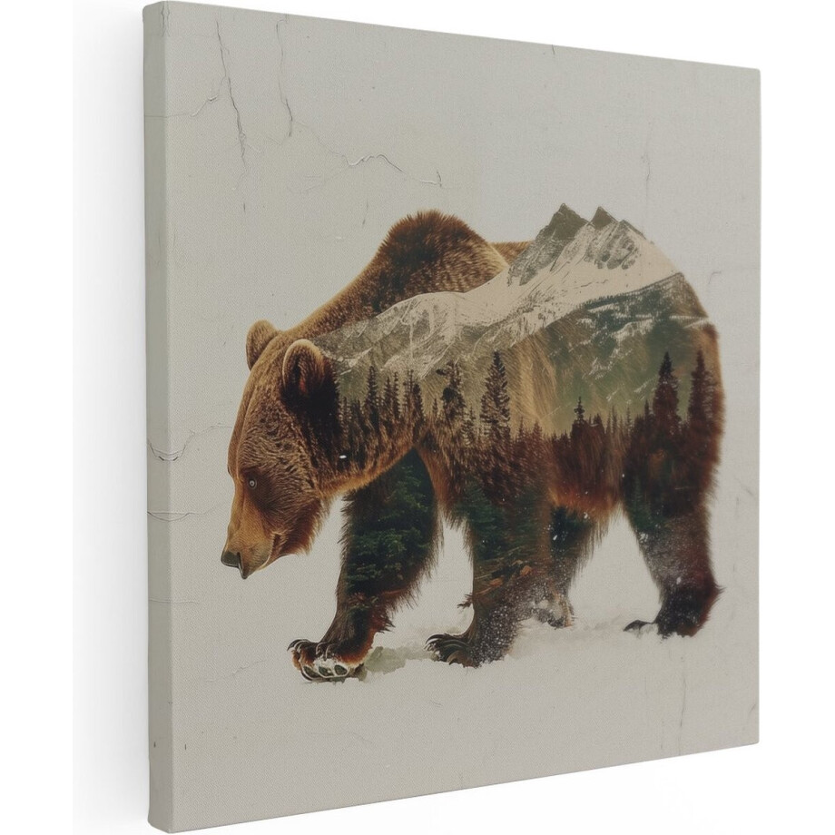 Artaza Canvas Schilderij Dragen in de Bergen - Dieren - 90x90 cm - Groot - Wanddecoratie Woonkamer - Schilderijen - Muurdecoratie afbeelding 1