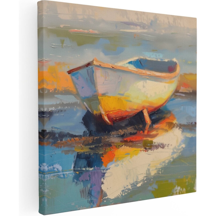 Artaza Canvas Schilderij Kunstwerk van een Boot aan de Kust - 50x50 - Wanddecoratie - Foto Op Canvas - Canvas Print Artaza Canvas Schilderij Kunstwerk van een Boot aan de Kust - 50x50 - Wanddecoratie - Foto Op Canvas - Canvas Print afbeelding 1