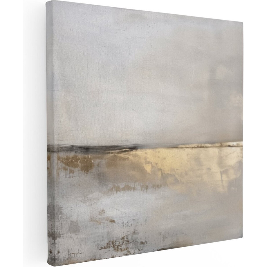 Artaza Canvas Schilderij Abstract Kunstwerk met Goud en Beige - 70x70 - Wanddecoratie - Foto Op Canvas - Canvas Print Artaza Canvas Schilderij Abstract Kunstwerk met Goud en Beige - 70x70 - Wanddecoratie - Foto Op Canvas - Canvas Print afbeelding 1