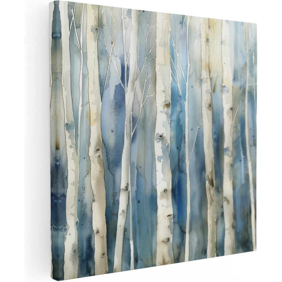 Artaza Canvas Schilderij Berkenbomen - 60x60 cm - Wanddecoratie Woonkamer - Schilderijen - Muurdecoratie afbeelding 1