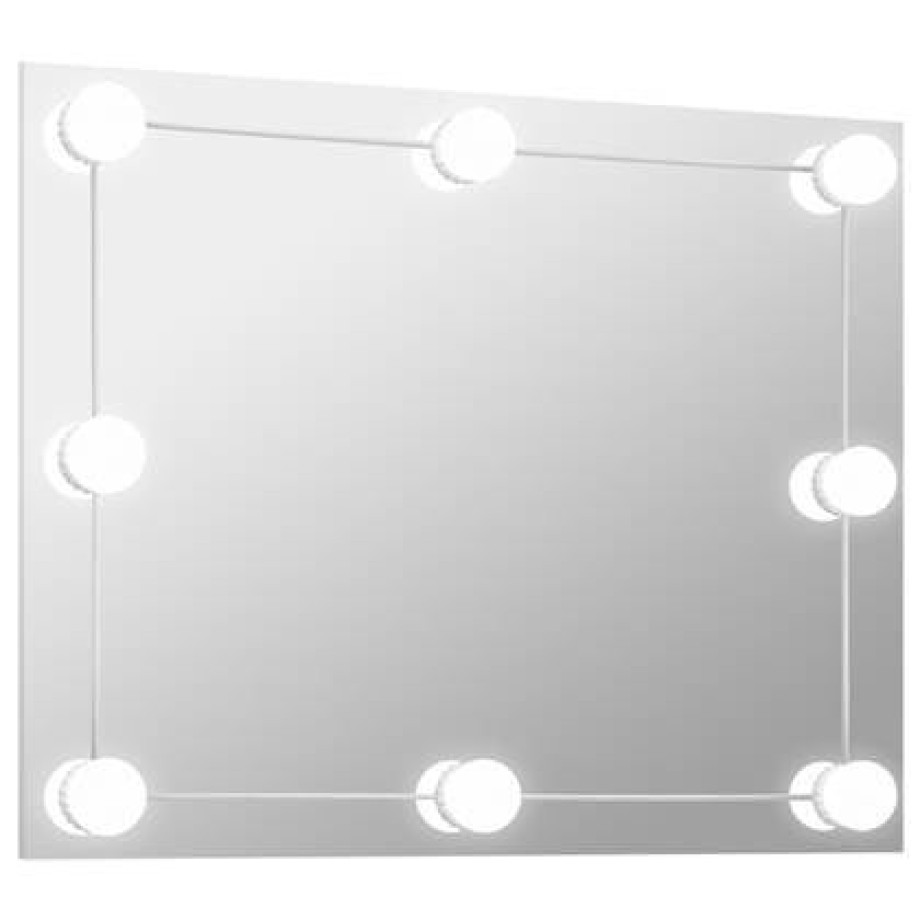 vidaXL Wandspiegel zonder lijst met LED-lampen rechthoekig glas afbeelding 1