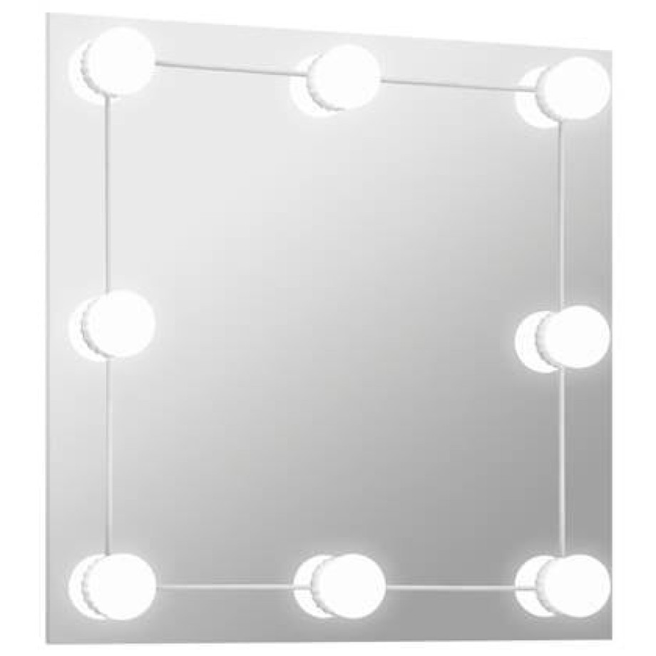 vidaXL Wandspiegel met LED-lampen vierkant glas afbeelding 1