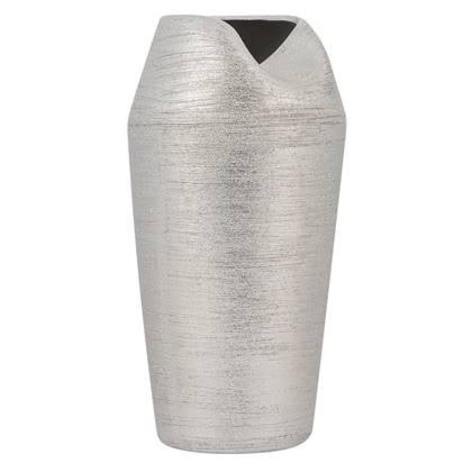 Beliani - APAMEA - Decoratieve vaas - Zilver - Keramiek afbeelding 1
