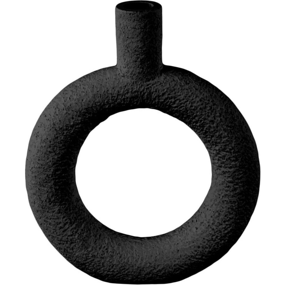 Present Time Vaas Ring - Polyresin - Rond Zwart - 18x3,5x22,5cm - Modern afbeelding 1