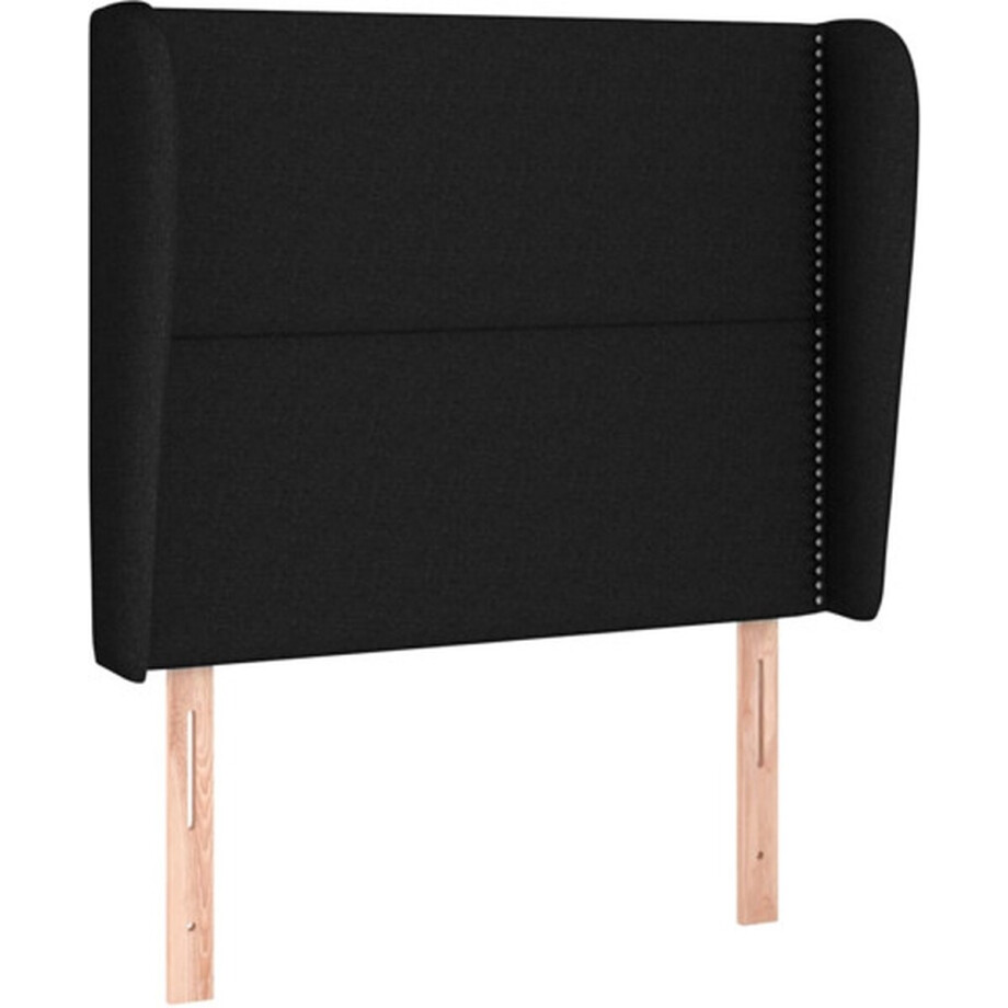 vidaXL - Hoofdbord - met - randen - 83x23x118/128 - cm - stof - zwart vidaXL - Hoofdbord - met - randen - 83x23x118/128 - cm - stof - zwart afbeelding 1