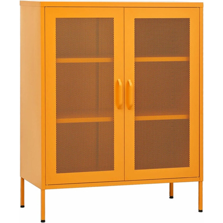 vidaXL - Opbergkast - mosterdgeel - 80x35x101,5 - cm - staal afbeelding 1