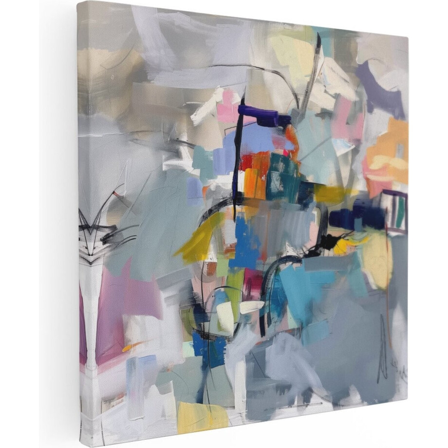 Artaza Canvas Schilderij Abstract met Veel Kleuren - 40x40 cm - Klein - Wanddecoratie Woonkamer - Schilderijen - Muurdecoratie Artaza Canvas Schilderij Abstract met Veel Kleuren - 40x40 cm - Klein - Wanddecoratie Woonkamer - Schilderijen - Muurdecoratie afbeelding 1