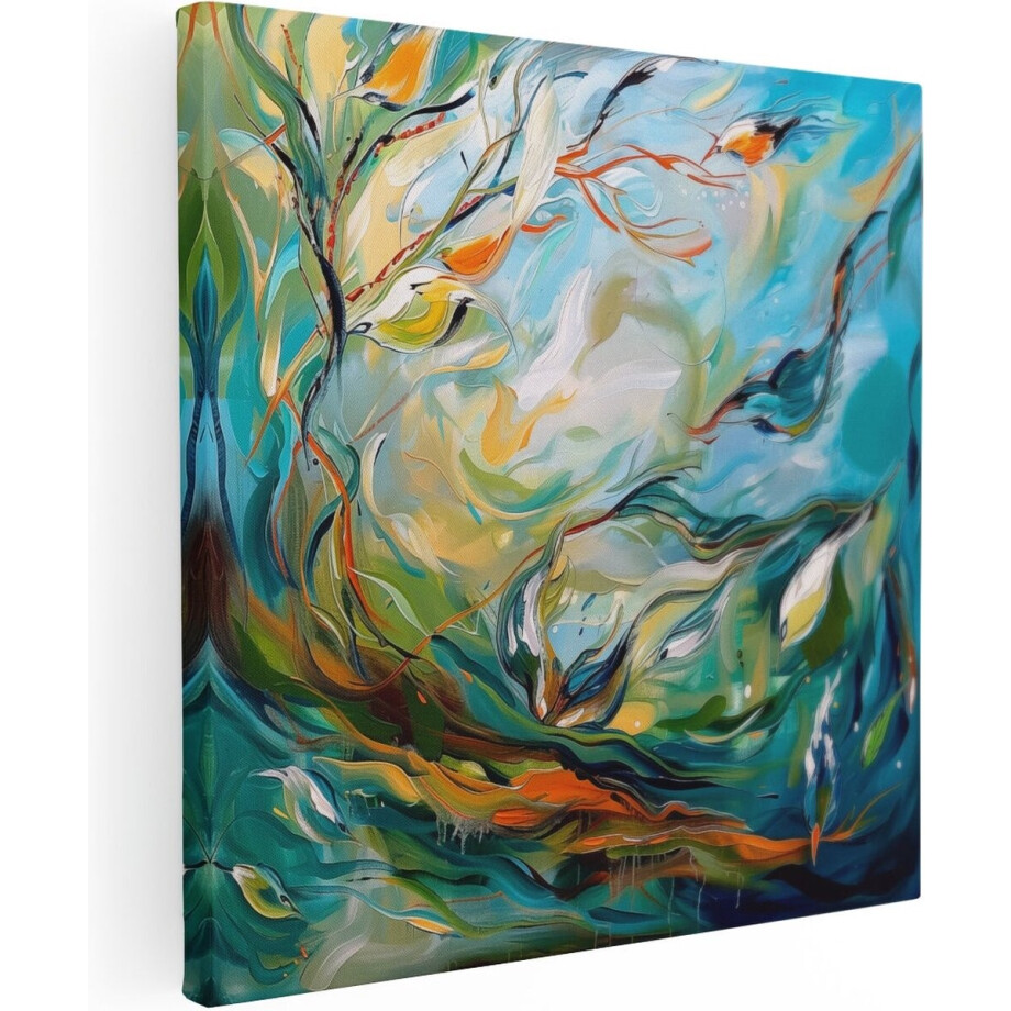Artaza Canvas Schilderij Abstract - 80x80 cm - Wanddecoratie Organisch - Muurdecoratie Woonkamer - Schilderijen Op Canvas Turquoise Artaza Canvas Schilderij Abstract - 80x80 cm - Wanddecoratie Organisch - Muurdecoratie Woonkamer - Schilderijen Op Canvas Turquoise afbeelding 1