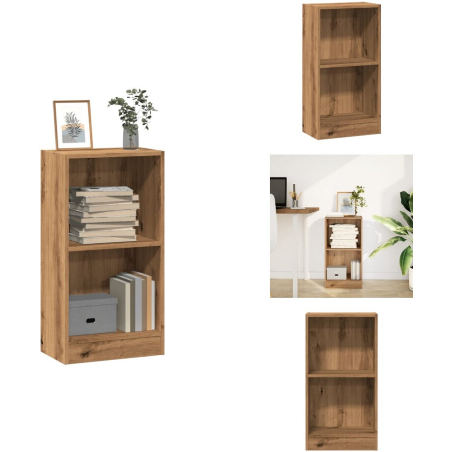 vidaXL Boekenkast - Boekenkasten - Boeken Plank - Schappenkast - Boekenkast 40x24x76 cm bewerkt hout artisanaal eikenkleurig afbeelding 1