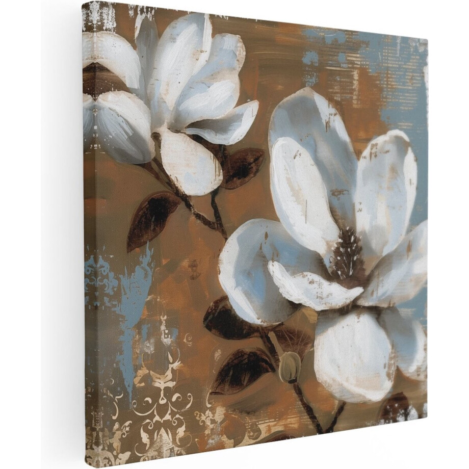 Artaza Canvas Schilderij Twee Witte Bloemen op een Bruine Achtergrond - 30x30 - Klein - Foto Op Canvas - Canvas Print Artaza Canvas Schilderij Twee Witte Bloemen op een Bruine Achtergrond - 30x30 - Klein - Foto Op Canvas - Canvas Print afbeelding 1