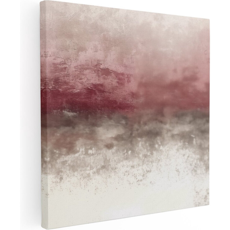 Artaza Canvas Schilderij Abstract in Roze en Grijs - 90x90 cm - Groot - Wanddecoratie Woonkamer - Schilderijen - Muurdecoratie afbeelding 1