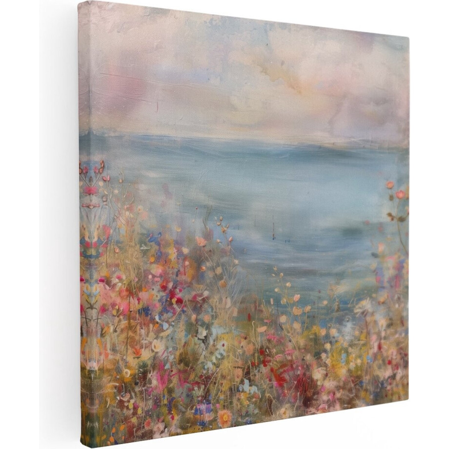Artaza Canvas Schilderij Kunstwerk van Bloemen aan Zee - 40x40 - Klein - Foto Op Canvas - Canvas Print Artaza Canvas Schilderij Kunstwerk van Bloemen aan Zee - 40x40 - Klein - Foto Op Canvas - Canvas Print afbeelding 1