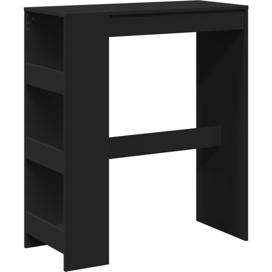 vidaXL - Bartafel - met - rekken - 90x40x103,5 - cm - bewerkt - hout - zwart afbeelding 1