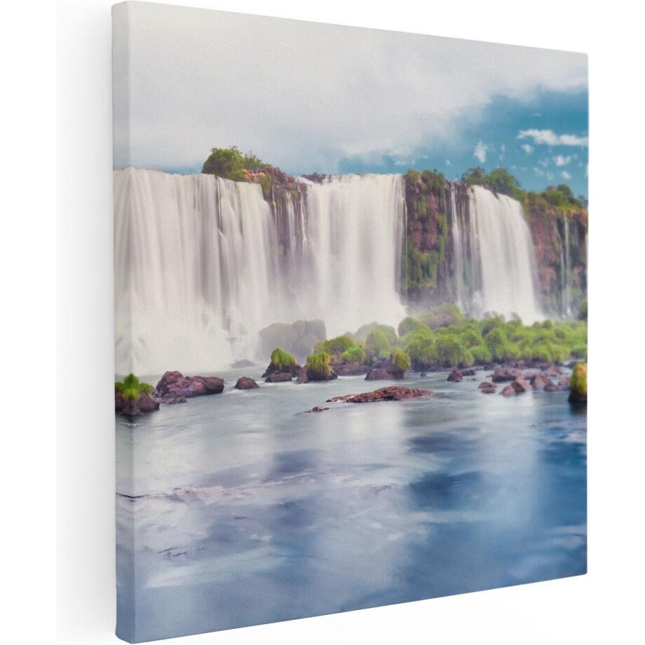 Artaza Canvas Schilderij Watervallen In Argentinië - 90x90 - Groot - Foto Op Canvas - Canvas Print afbeelding 1