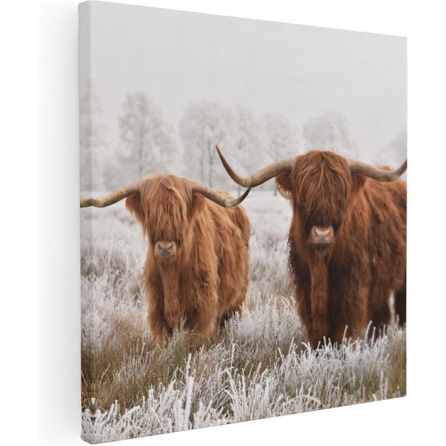 Artaza Canvas Schilderij Hooglander - 30x30 cm - Klein - Wanddecoratie Woonkamer - Muurdecoratie Sneeuw - Schilderijen Op Canvas Artaza Canvas Schilderij Hooglander - 30x30 cm - Klein - Wanddecoratie Woonkamer - Muurdecoratie Sneeuw - Schilderijen Op Canvas afbeelding 1