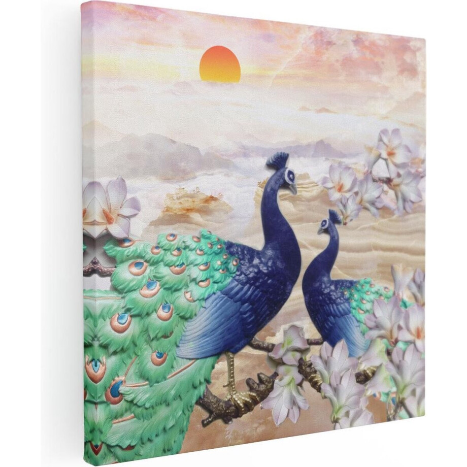 Artaza Canvas Schilderij Pauw - 80x80 cm - Wanddecoratie Bloemen - Muurdecoratie Woonkamer - Schilderijen Op Canvas Artaza Canvas Schilderij Pauw - 80x80 cm - Wanddecoratie Bloemen - Muurdecoratie Woonkamer - Schilderijen Op Canvas afbeelding 1