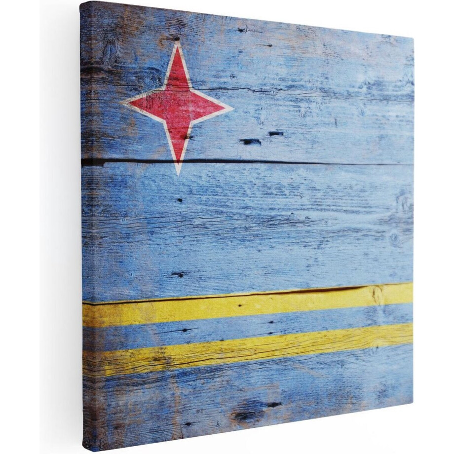 Artaza Canvas Schilderij Aruba Vlag op Hout - 60x60 - Foto Op Canvas - Canvas Print Artaza Canvas Schilderij Aruba Vlag op Hout - 60x60 - Foto Op Canvas - Canvas Print afbeelding 1